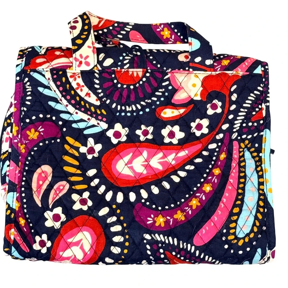 Vera Bradley Hanging Travel Organizer Quilted Navy Pink Paisley Toiletry Bag